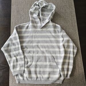 Zara Light Gray Striped Hoodie